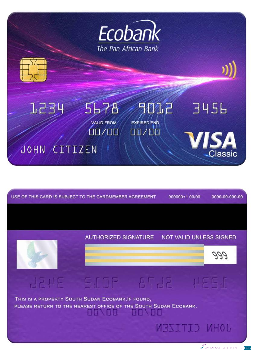 Download South Sudan Ecobank visa classic card Photoshop template